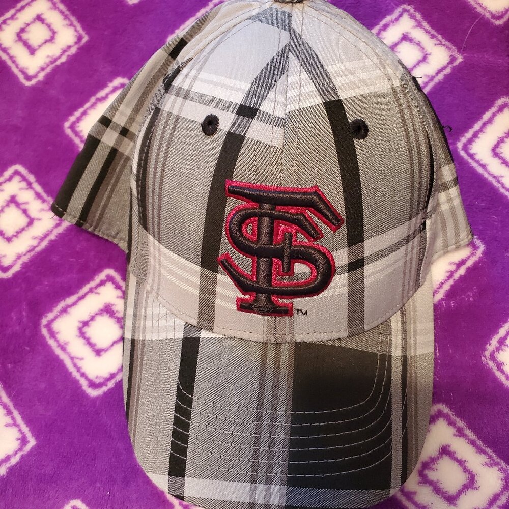 FSU grey Plaid Top of the world one fit Like new